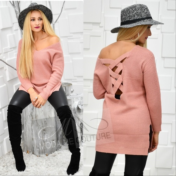 Sweater NIKI Cage Back Blush Sweater - Picture 2 of 3